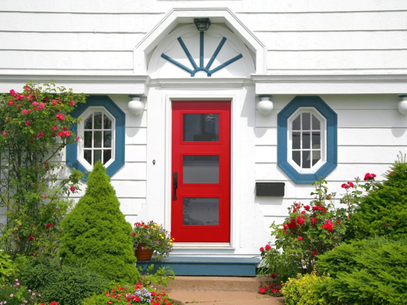 Beach/Cottage Style House. E714-Contemporary Edge Smooth -Ruby - MASTERGRAIN Door