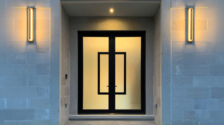 Premium fiberglass double door with glass panel