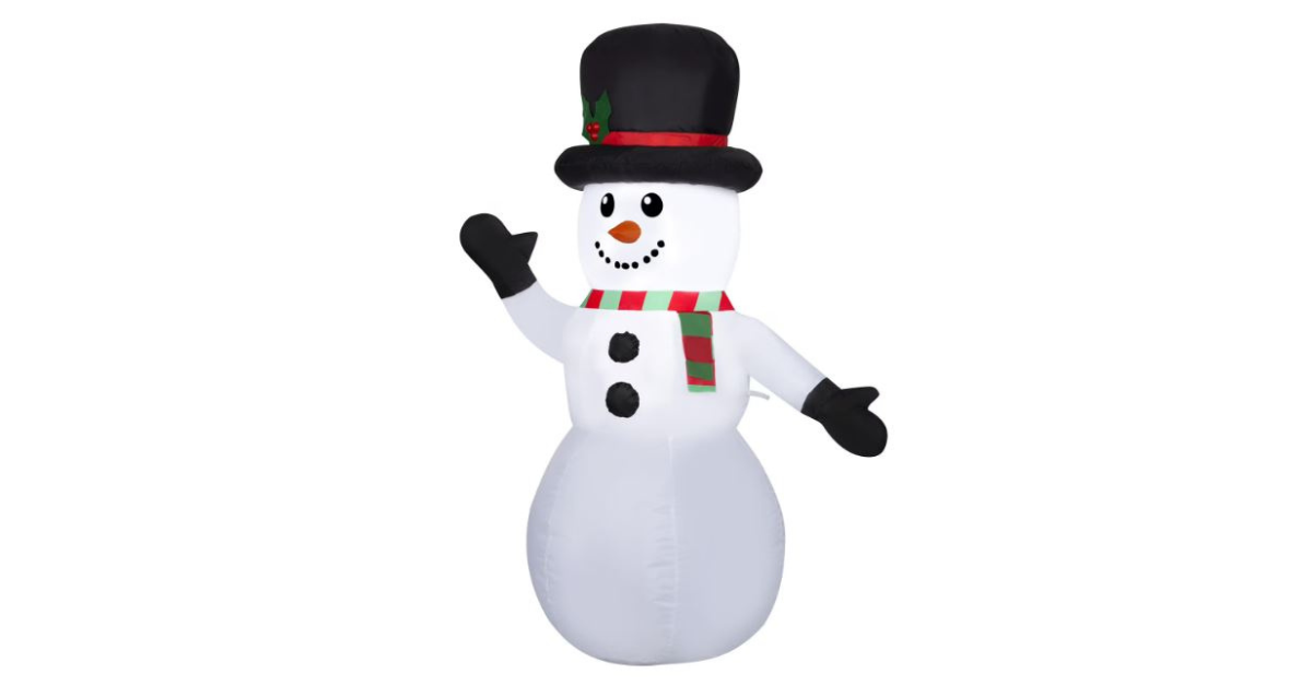 Christmas Inflatable Snowman with top hat for front porch holiday decorating ideas