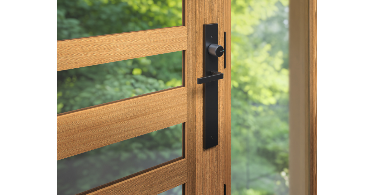 Tedee Pro Smart Lock on display at the MASTERGRAIN Door Gallery in Vaughan.